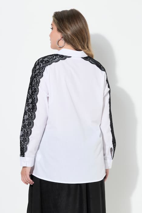 Bluse, A-Linie, Spitze auf Schultern und Langarm