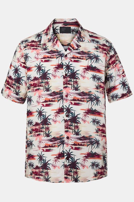 JP1880 Hemd, Halbarm, Cuba-Kragen, Alloverprint, Cuba Fit, bis 8 XL