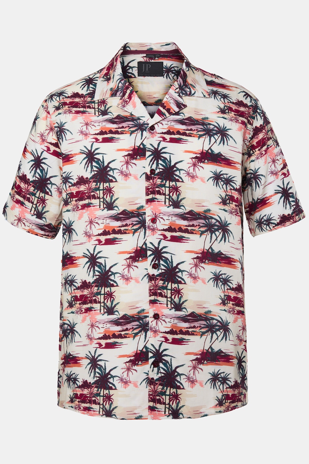 JP1880 Hemd, Halbarm, Cuba-Kragen, Alloverprint, Cuba Fit, bis 8 XL