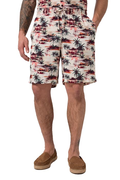 šortky, stahovací pas, viskóza, celoplošný potisk, až 8XL