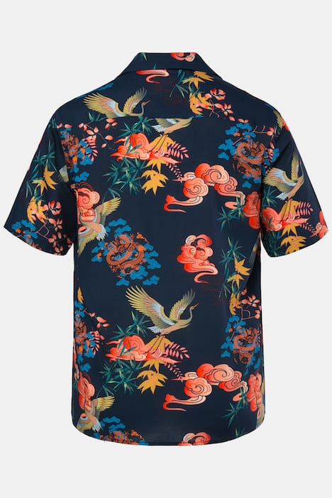 JP1880 overhemd, korte mouwen, Cubaanse kraag, print all-over, Cubaanse fit, tot 8XL