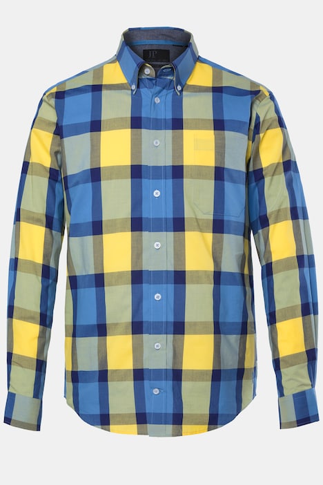 geruit overhemd, lange mouwen, buttondown kraag, Modern Fit, tot 8XL