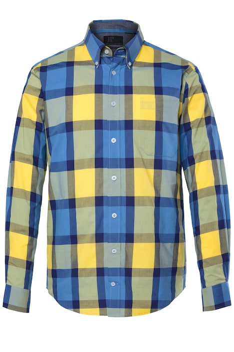 Kostkovaná košile, dlouhé rukávy, límeček na knoflíky, moderní střih, do velikosti 8XL