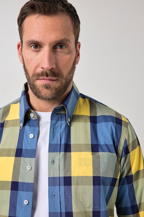 geruit overhemd, lange mouwen, buttondown kraag, Modern Fit, tot 8XL