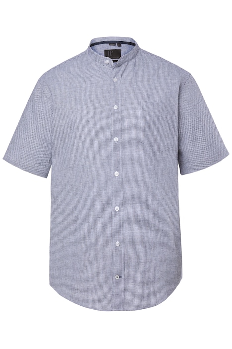 Kostkovaná košile z lněné směsi, polodlouhé rukávy, stojáček, moderní střih, až 8XL