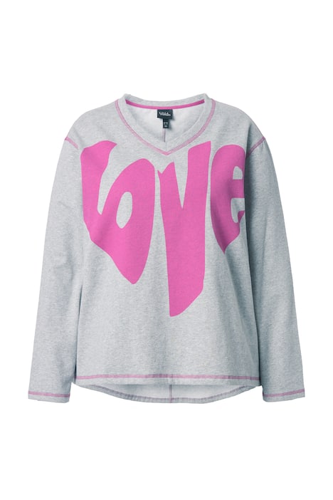 Mikina, Love, A střih, výstřih do V, dlouhé rukávy