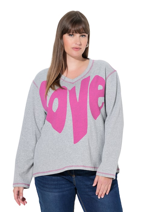 Mikina, Love, A střih, výstřih do V, dlouhé rukávy