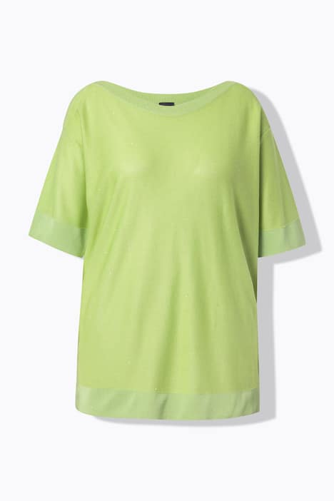 Trui, pailletten, oversized, boothals, korte mouwen