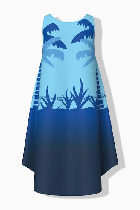 Midiklänning med pelikaner, A-linjeformad, rund halsringning, ärmlös