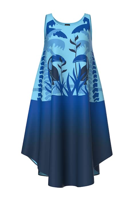 Midi šaty, tukan, áčkový střih, kulatý výstřih, bez rukávů