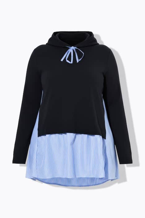 Hoodie, Kapuze, Streifen-Blusen Einsatz