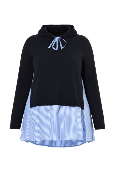 Mikina, kapuce, pruhovaná halenková vsadka