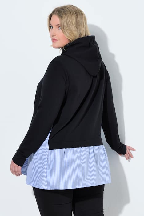 Hoodie, Kapuze, Streifen-Blusen Einsatz