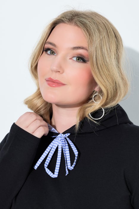 Hoodie, Kapuze, Streifen-Blusen Einsatz