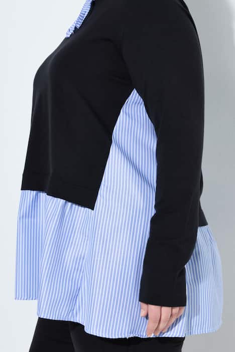 Hoodie, Kapuze, Streifen-Blusen Einsatz