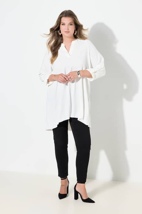 Blouse, A-lijn, geplooide rug, lange raglanmouw