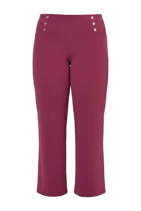 Žerzejové kalhoty, rovné nohavice, elastický pas, ozdobné knoflíky