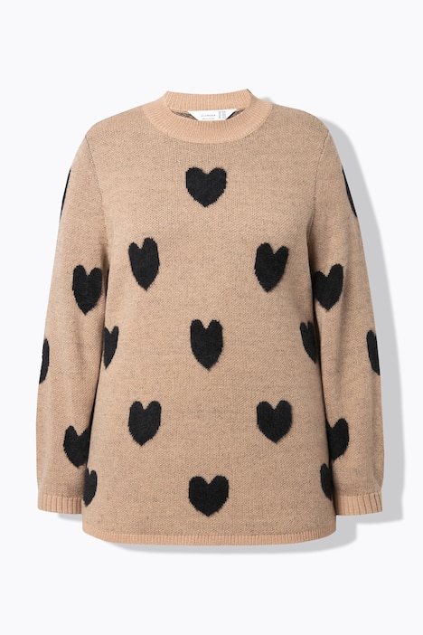 Pullover, bequeme Passform, Herzen, Stehkragen