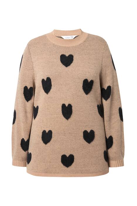 Svetr, pohodlný střih, srdce, stojáček
