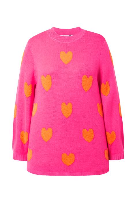 Svetr, pohodlný střih, srdce, stojáček