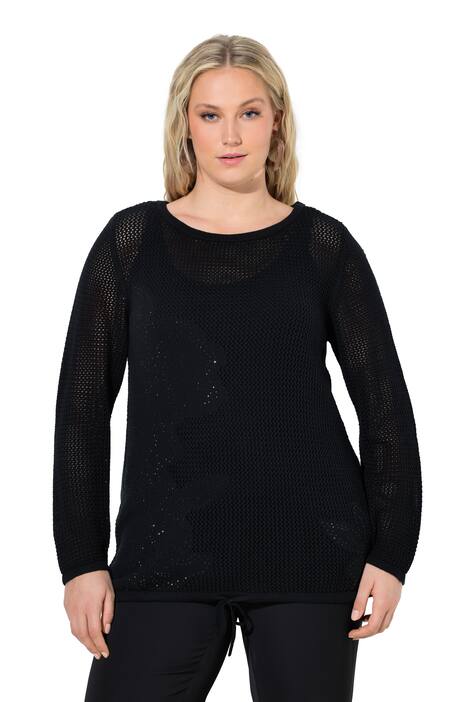 Svetr, lodičkový výstřih, lemovací detail, dlouhý rukáv