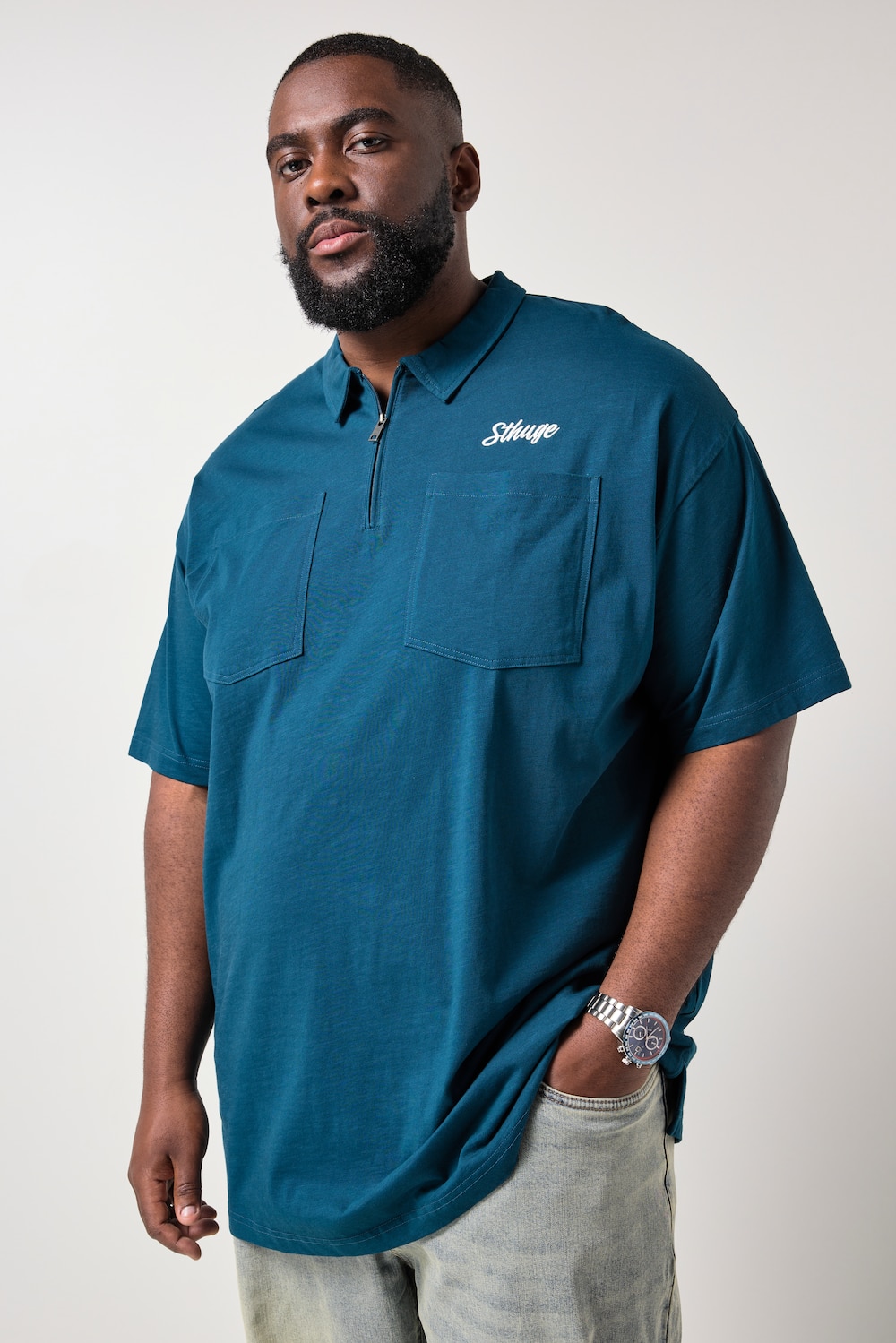 STHUGE Poloshirt, Halbarm, Zipper, bis 8 XL