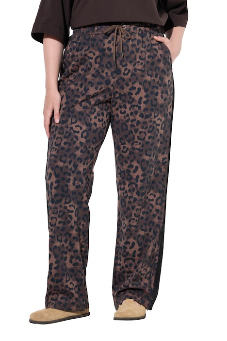 Tepláky Rose, leopardí vzor, široké nohavice, elastický pas