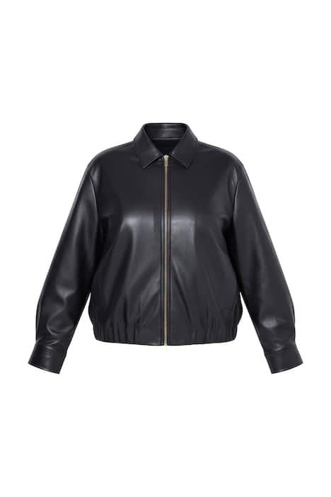 Bluzon koženého vzhledu, oversize, zip, kompletní podšívka