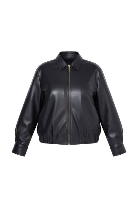 Bluzon koženého vzhledu, oversize, zip, kompletní podšívka