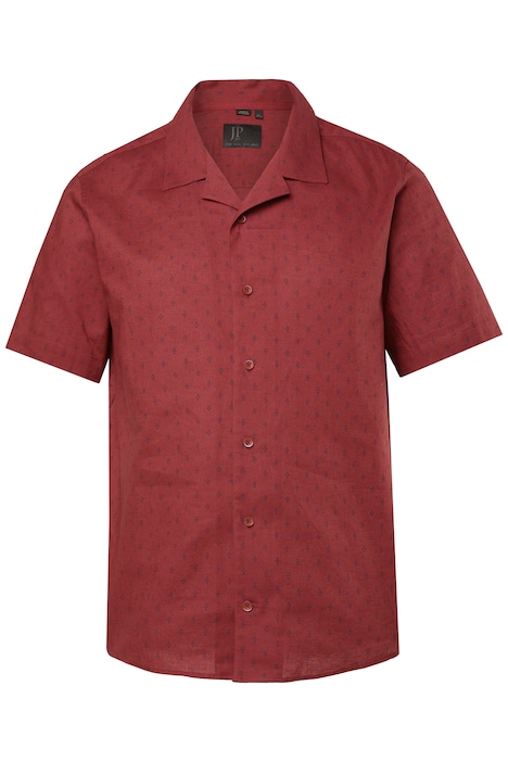 Košile ze směsi lnu, krátké rukávy, límec Cuba, celoplošný potisk, střih Cuba, do velikosti 8XL