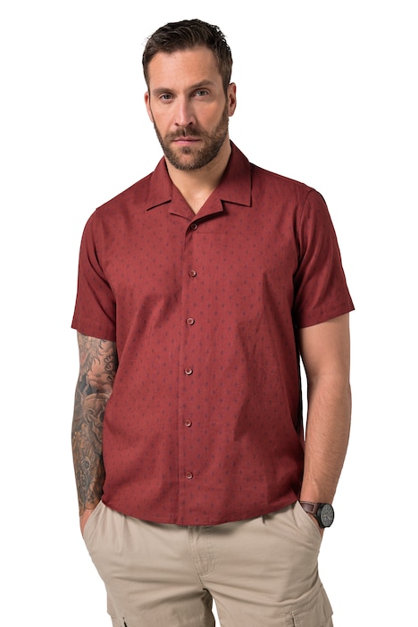 Košile ze směsi lnu, krátké rukávy, límec Cuba, celoplošný potisk, střih Cuba, do velikosti 8XL