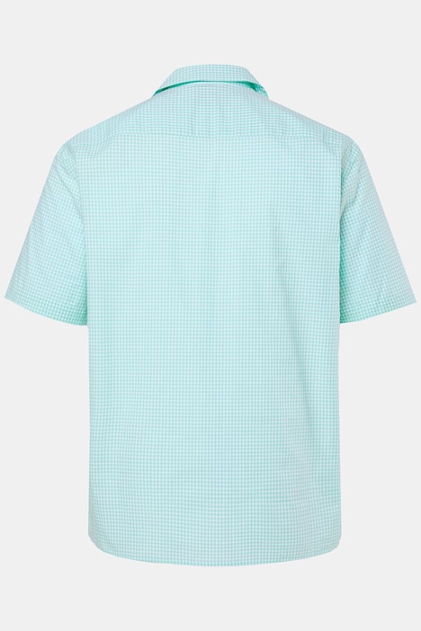 JP 1880 geruit overhemd, korte mouwen, Cubaanse kraag, Cubaanse pasvorm, tot 8XL