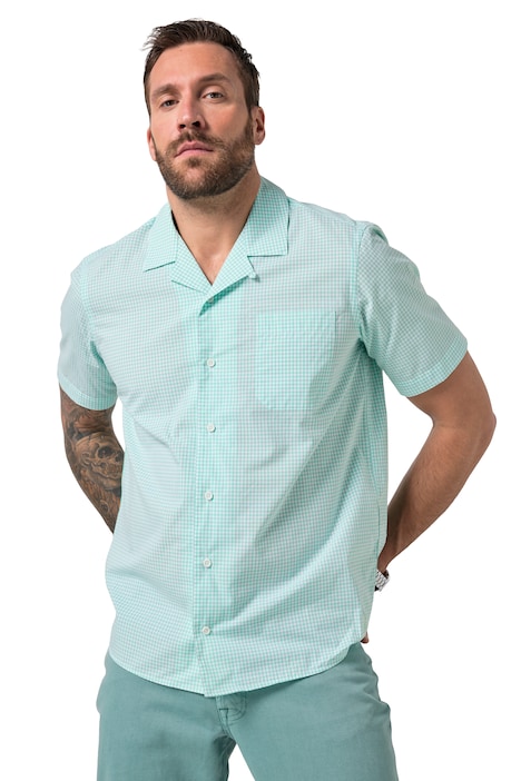 Kostkovaná košile, krátké rukávy, Cuba límec, střih Cuba, velikost do 8XL