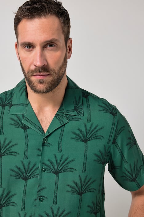 JP1880 Hemd, Halbarm, Cuba-Kragen, Alloverprint, Cuba Fit, bis 8 XL