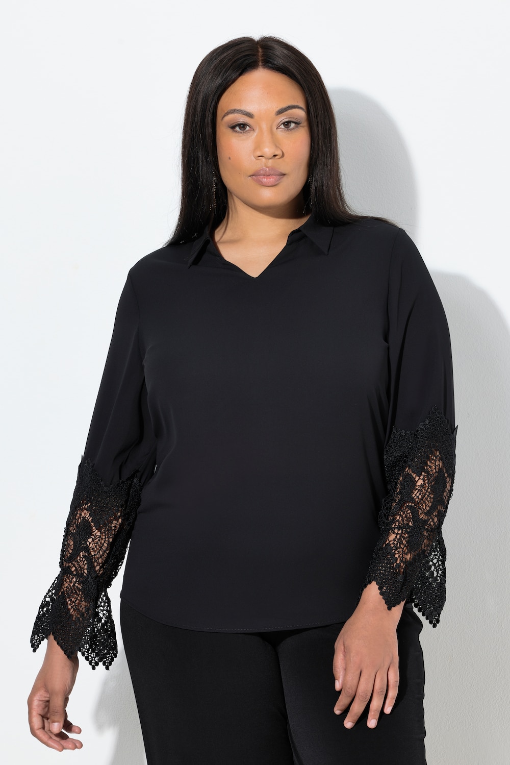 Thumbnail - Große Größen Bluse, Damen, schwarz, Größe: 58/60, Polyester, Ulla Popken