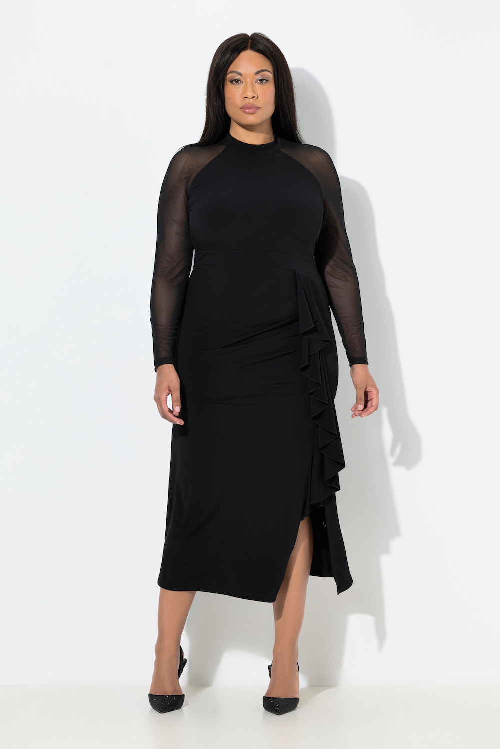 Große Größen Maxikleid, Damen, schwarz, Größe: 52, Polyester, Ulla Popken