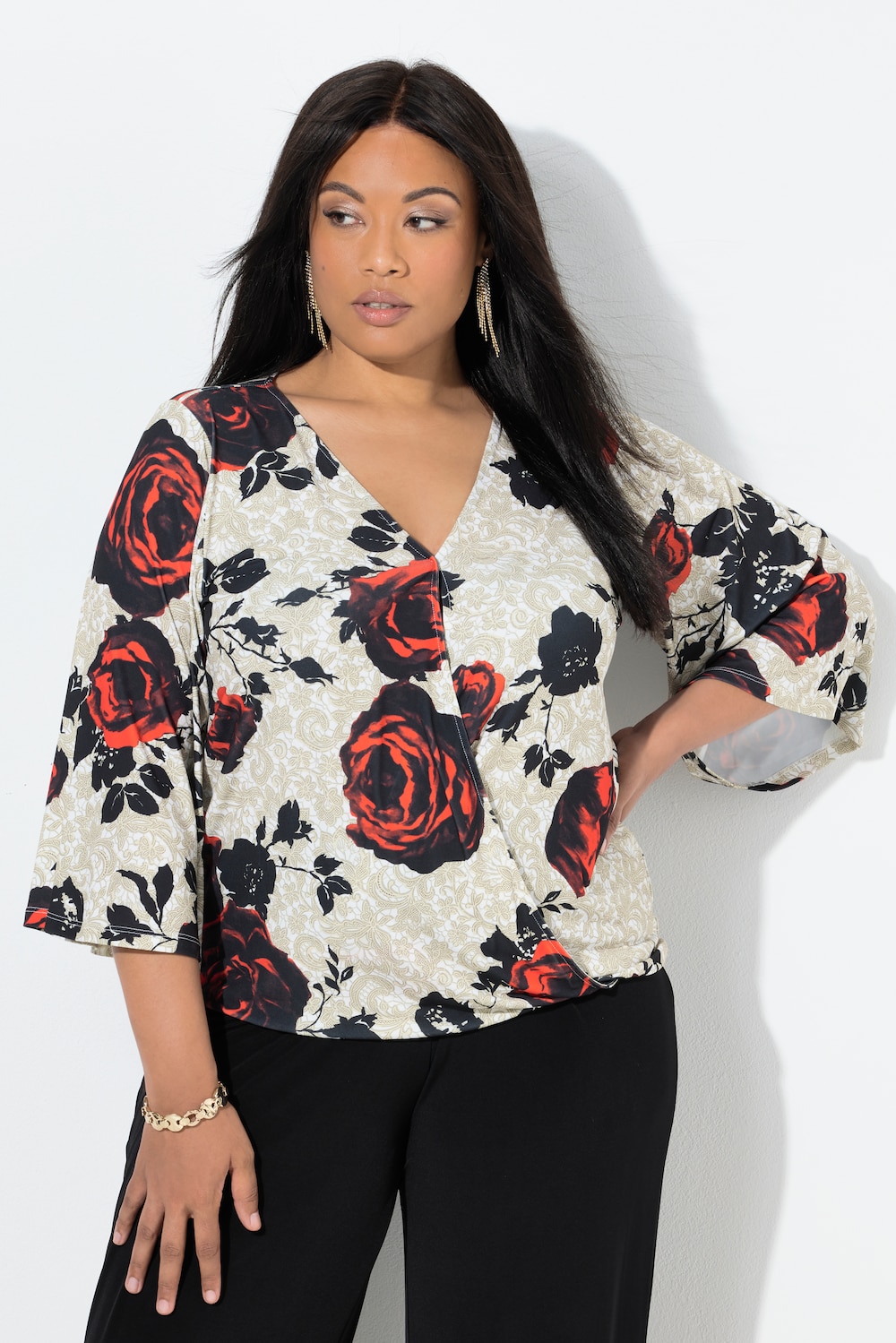 Große Größen Shirt, Damen, beige, Größe: 54/56, Polyester, Ulla Popken