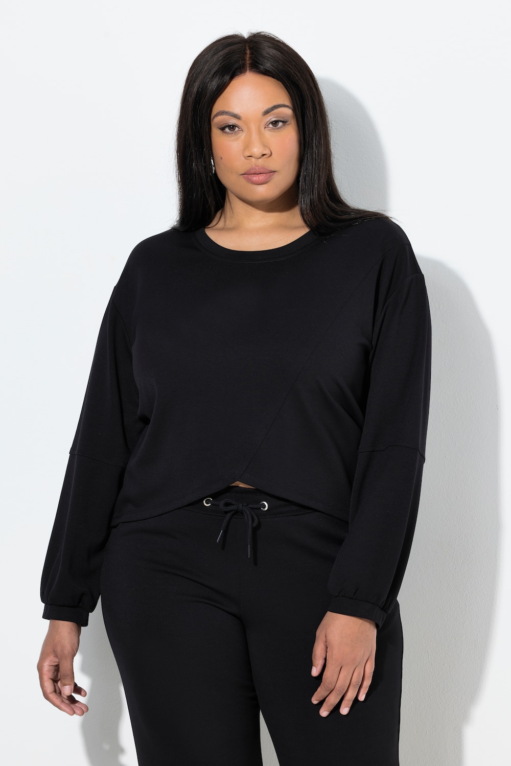 Große Größen Sweatshirt, Damen, schwarz, Größe: 46/48, Viskose/Polyester, Ulla Popken