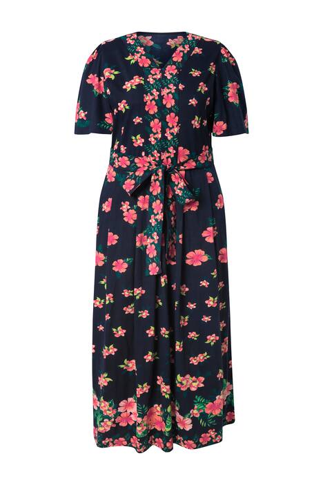 Maxi šaty, květiny, V výstřih, polo rukávy