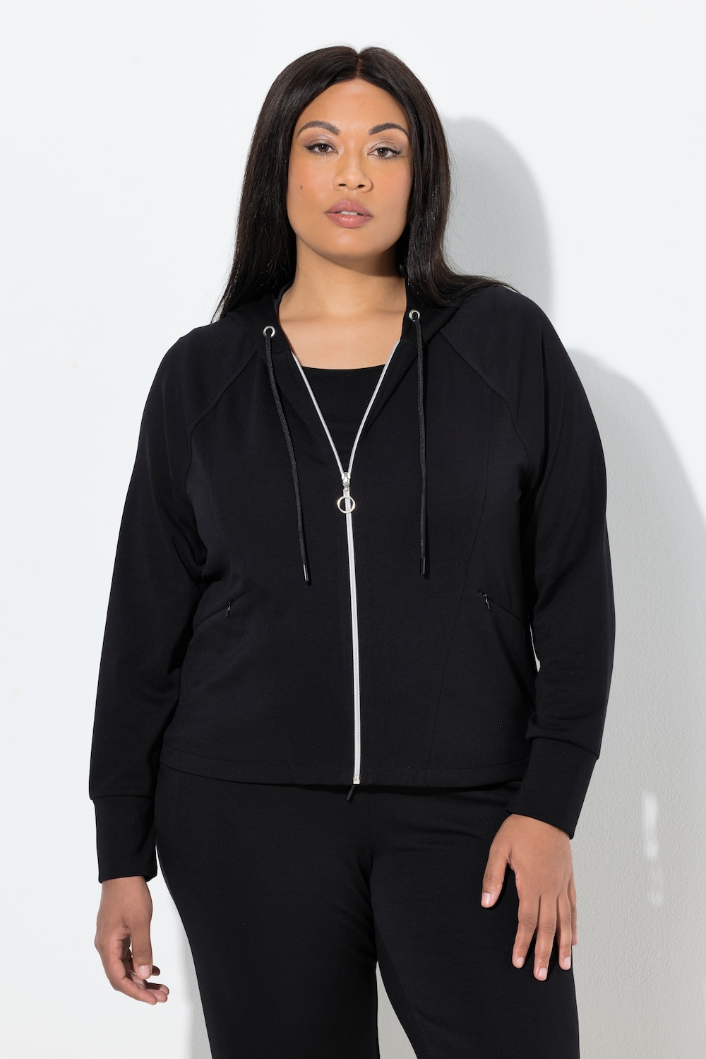 Große Größen Sweatjacke, Damen, schwarz, Größe: 54/56, Viskose/Polyester, Ulla Popken