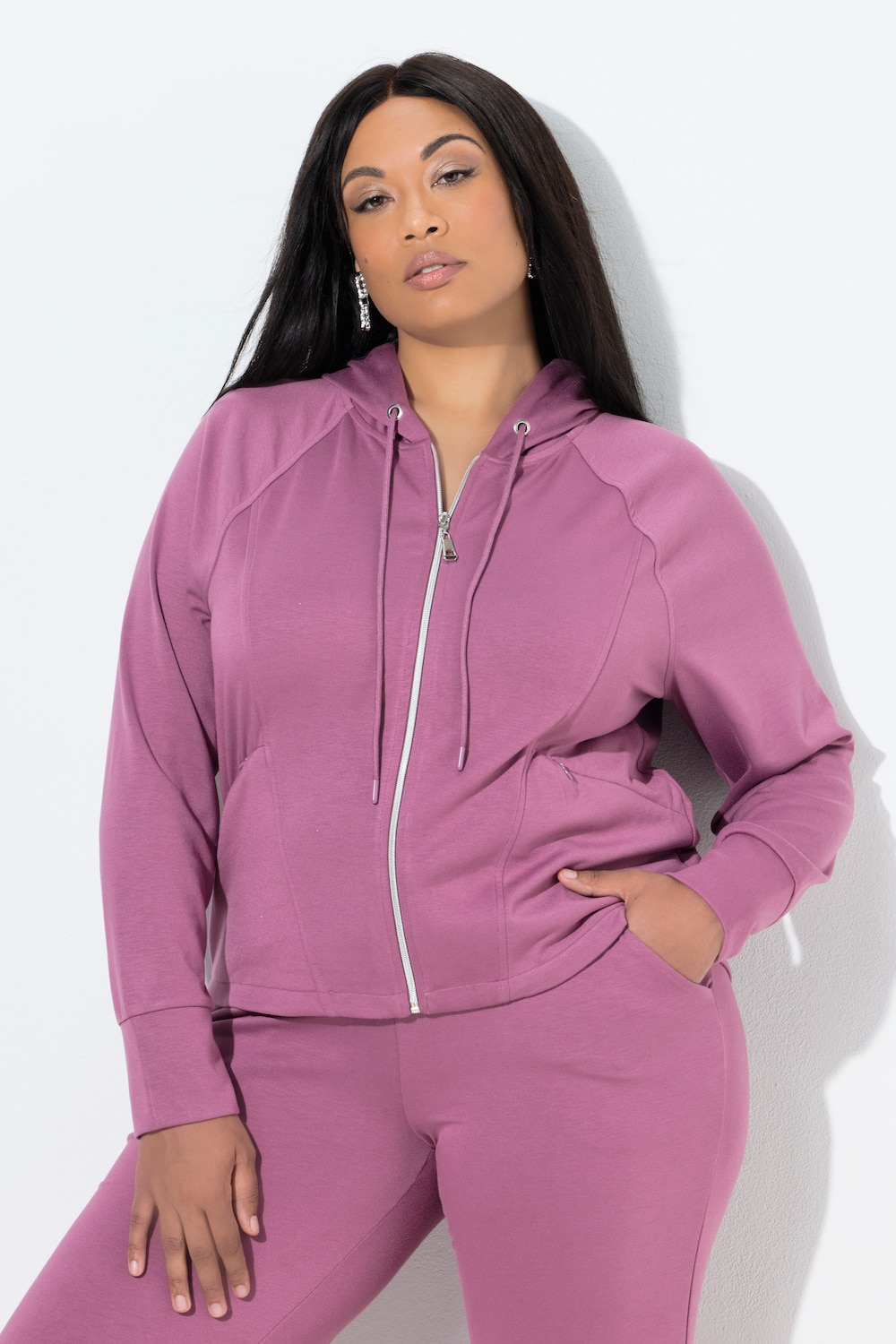 Sweatjacke, Kapuze, Zipptaschen, Raglan-Langarm