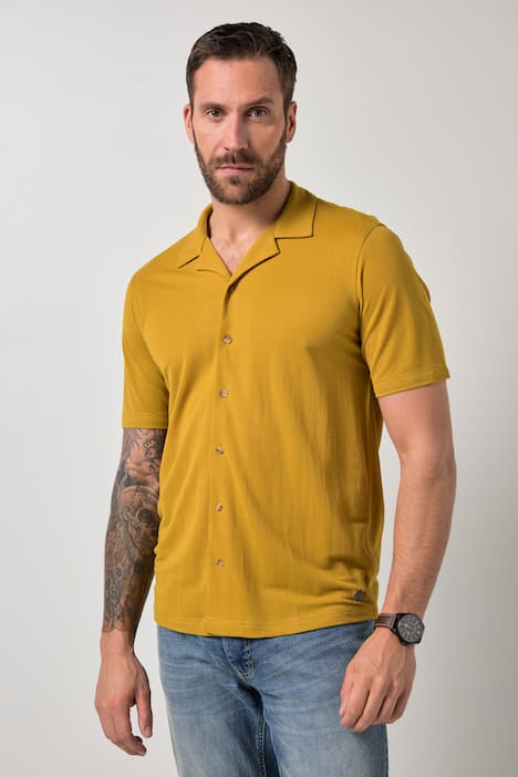 Camisa FLEXNAMIC®, media manga, cuello cubano, estilo seda, Cuba Fit, hasta la talla 8 XL