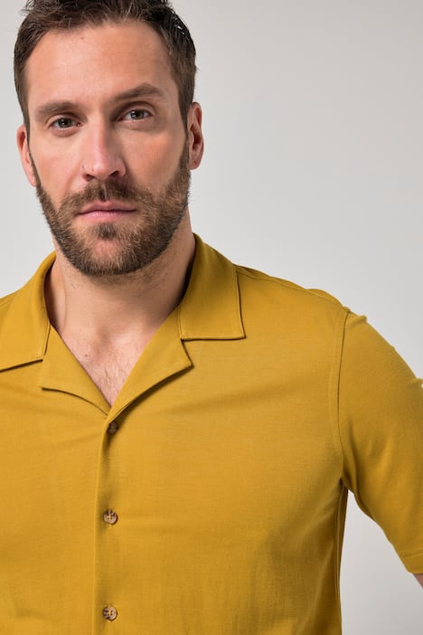 Camisa FLEXNAMIC®, media manga, cuello cubano, estilo seda, Cuba Fit, hasta la talla 8 XL