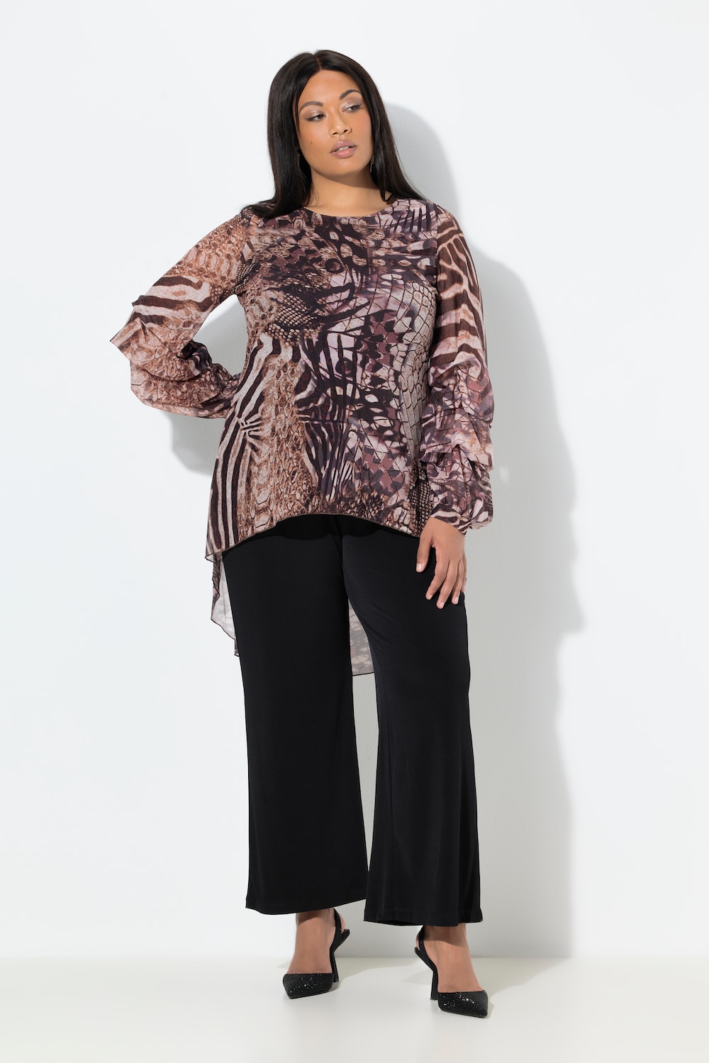 Große Größen Mesh-Shirt, Damen, beige, Größe: 58/60, Polyester, Ulla Popken