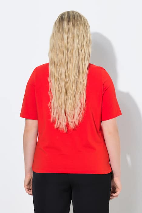 T-Shirt, Blüten, Ziersteine, Rundhals, Halbarm