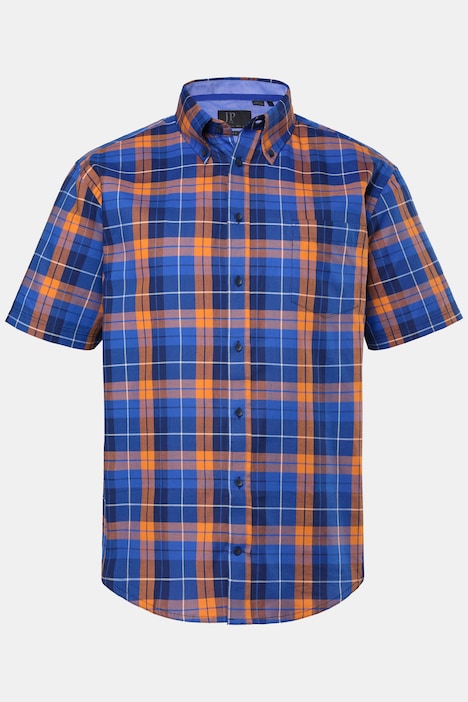 geruit overhemd, korte mouw, buttondown-kraag, modern fit, tot 8XL