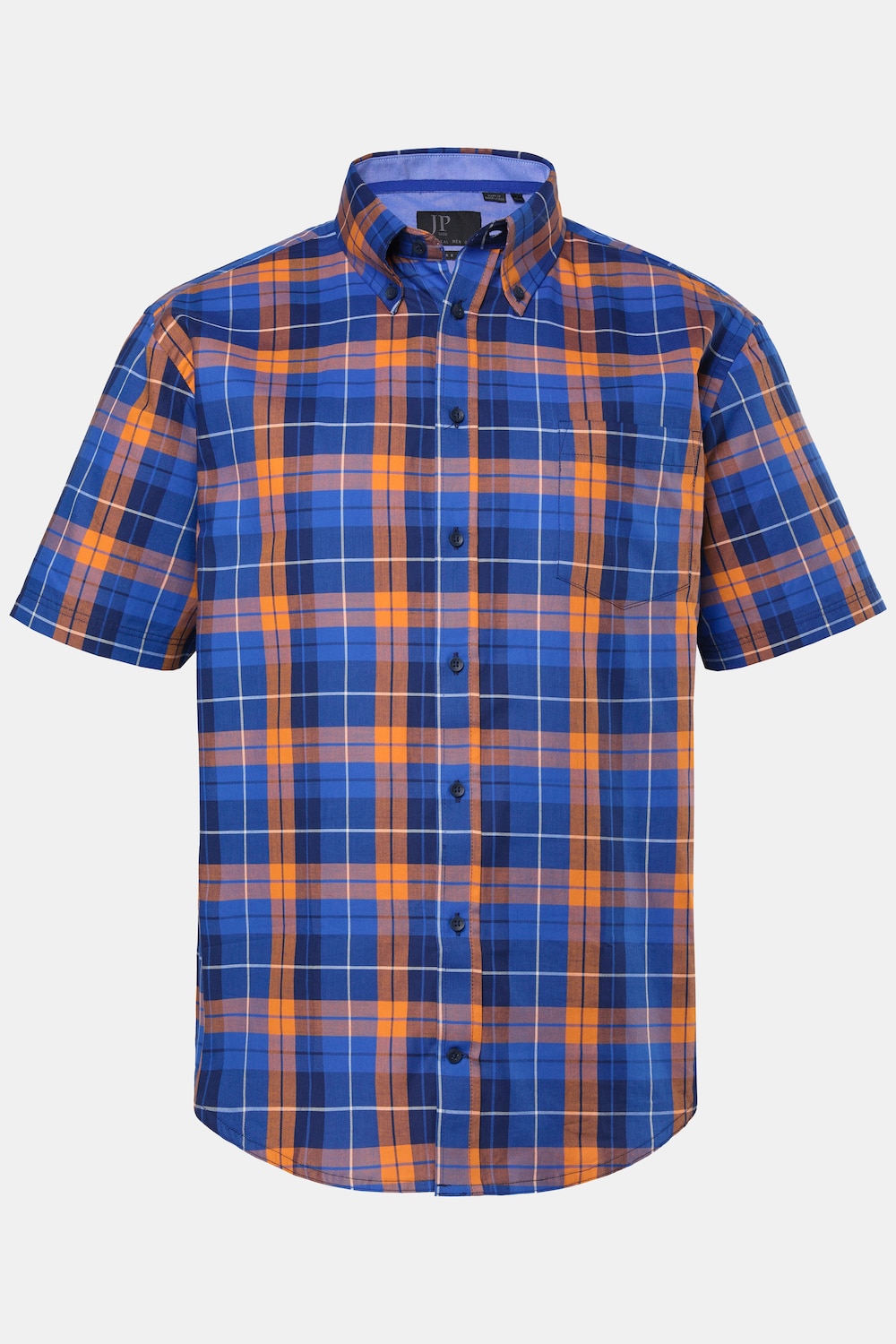 Chemise à carreaux JP 1880, manches courtes et col à pointes boutonnées, coupe Modern Fit - jusqu'au 8 XL