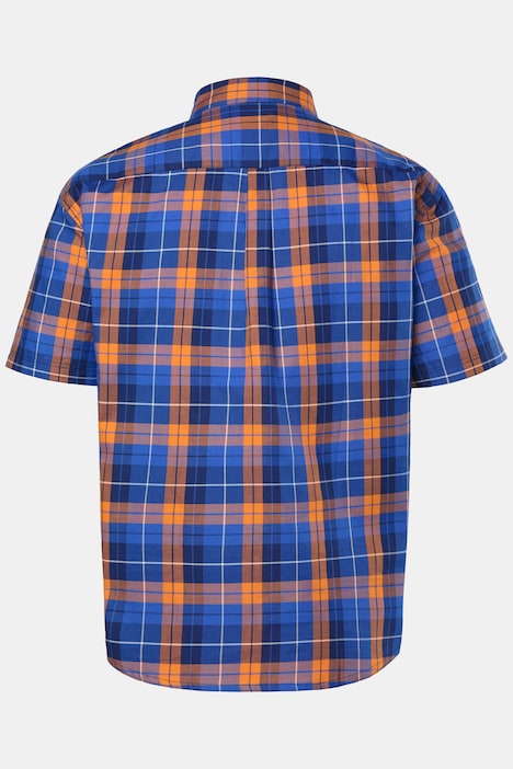 geruit overhemd, korte mouw, buttondown-kraag, modern fit, tot 8XL