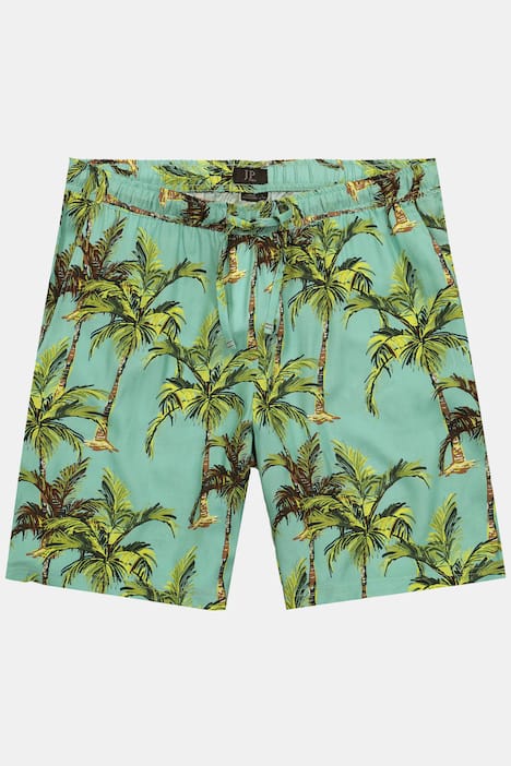 Bermuda shorts, elasticated waistband, viscose, all-over print, up to size 8XL