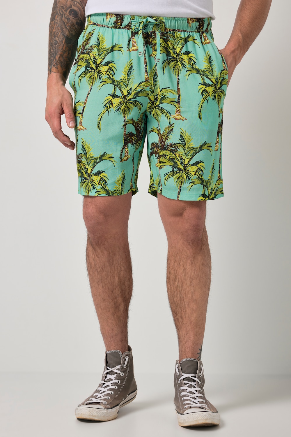 Bermuda, Schlupfbund, Viskose, Alloverprint, bis 8 XL